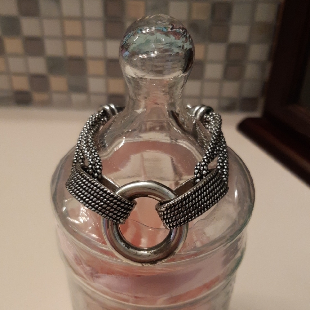 Silver Mesh Bracelet with Ring Detail